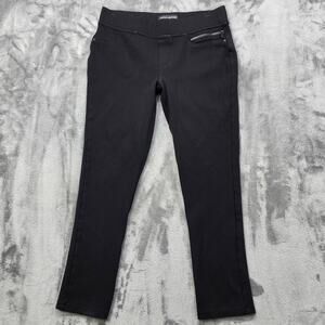 DKNY Jeans Pants Womens S Black Pull On Zip Pocket Ponte Knit Skinny Ankle